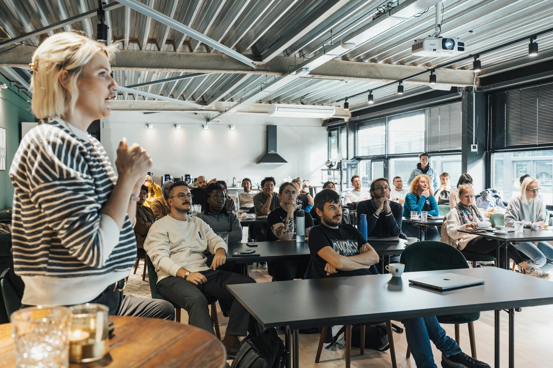 Workers participating in hands-on training session in modern facility