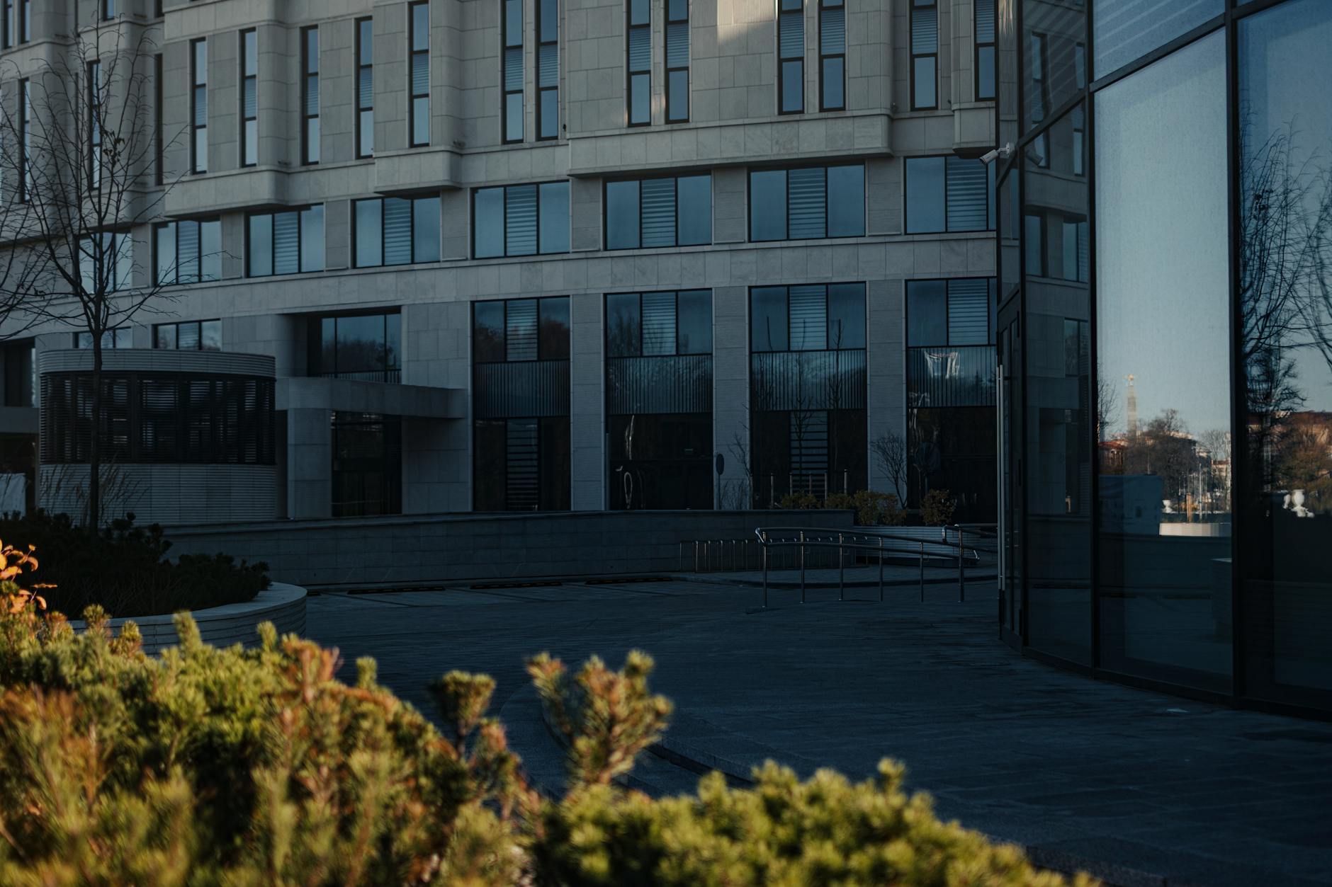 Modern office building representing institutional investment management and financial services headquarters