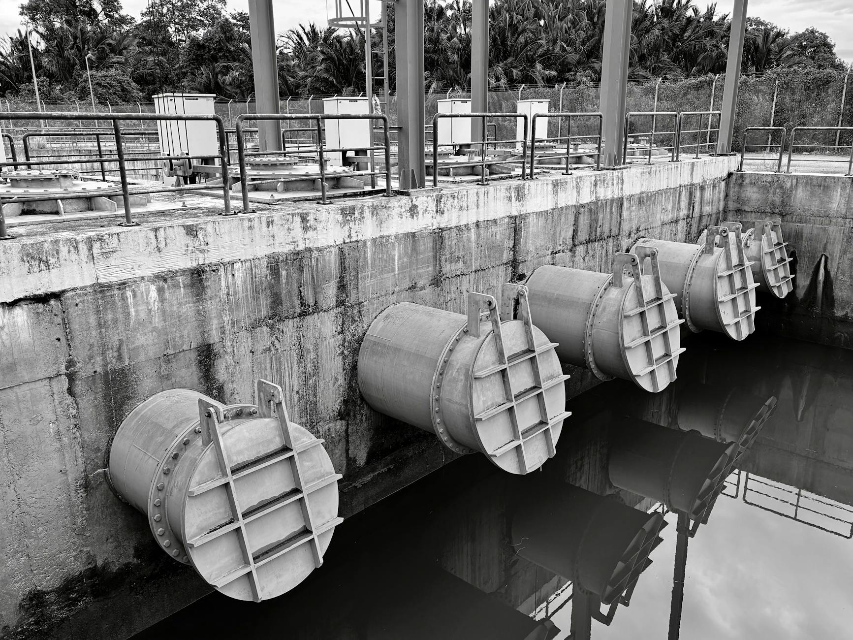 Modern water treatment facility with clean infrastructure and processing equipment