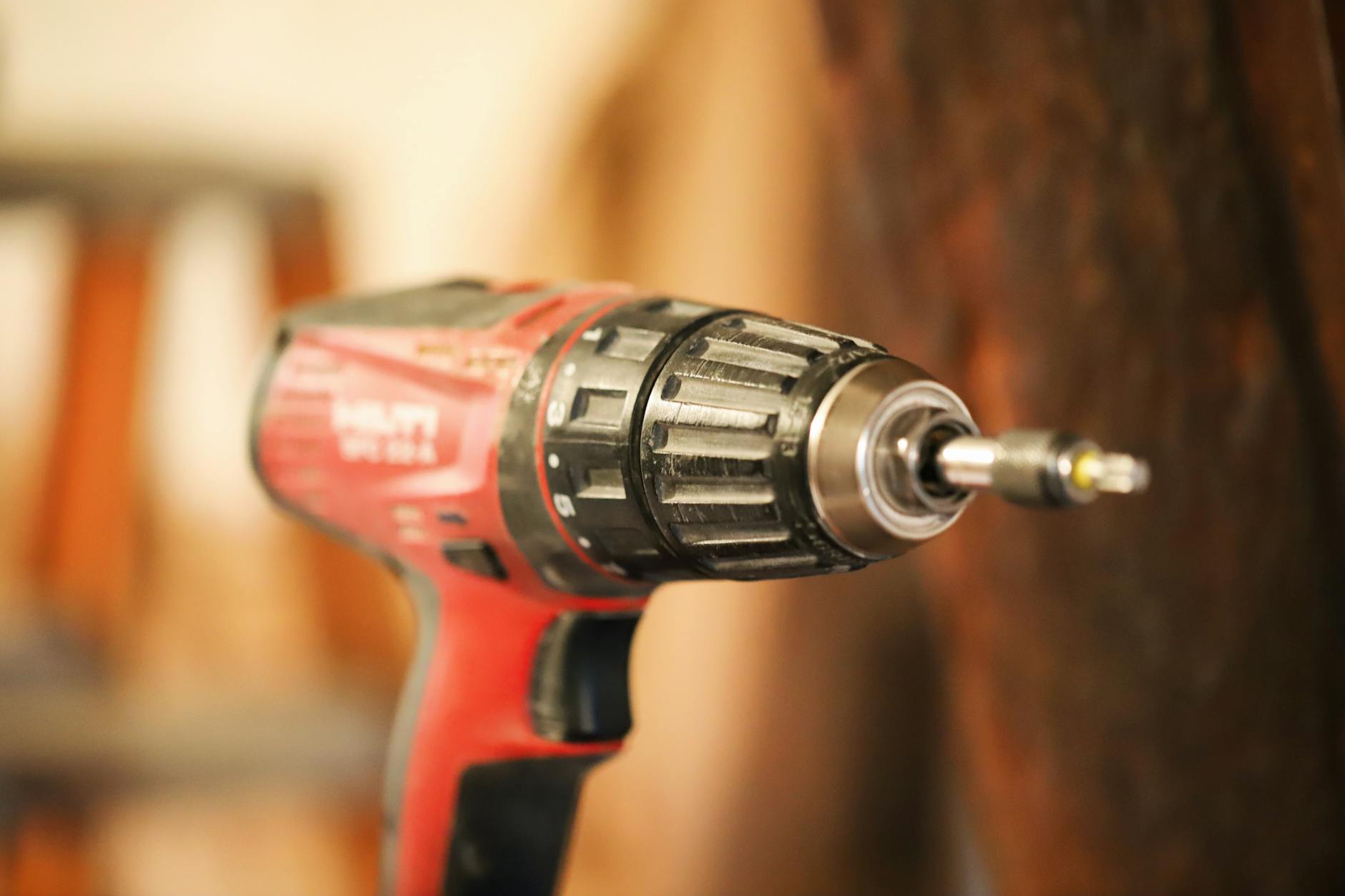 Professional power drill and other construction tools arranged for rental display