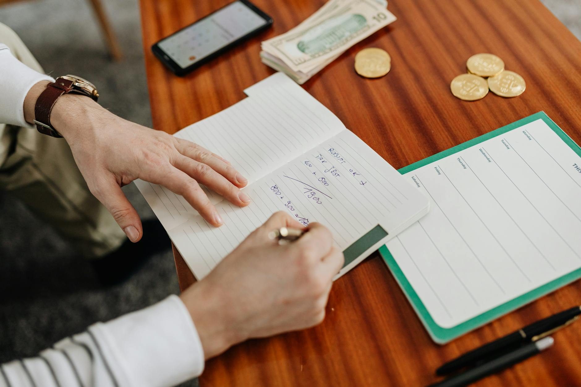 Investor reviewing fixed income portfolio documents at a desk