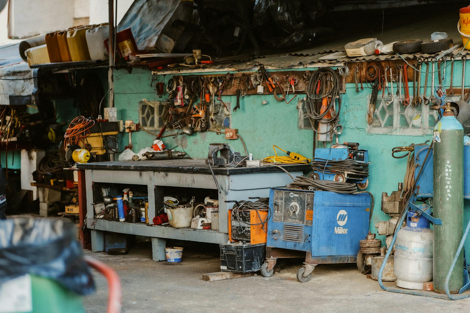 Professional automotive tools and workspace for restoration projects