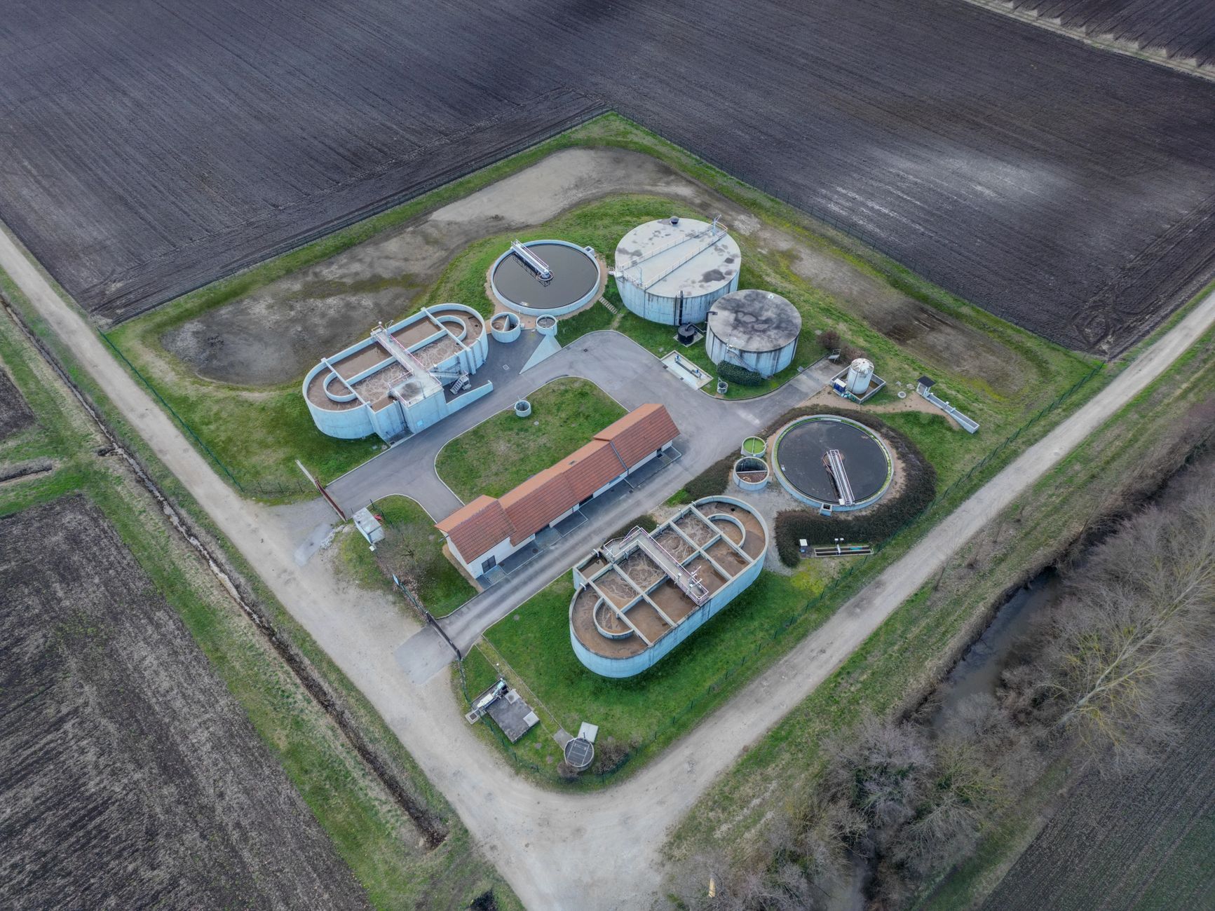 Industrial water treatment facility showing filtration systems used by water utility companies