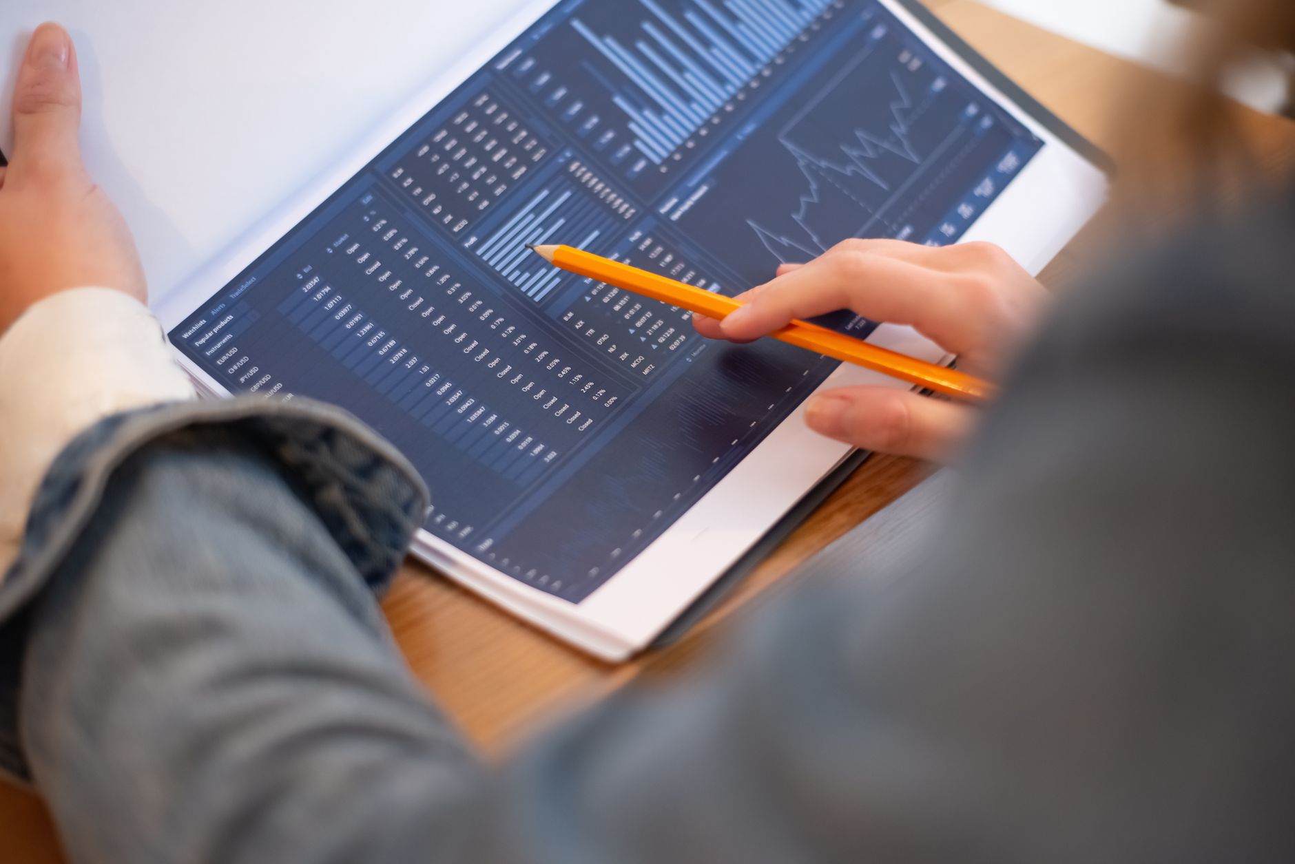 Financial advisor reviewing portfolio allocation in a professional office setting