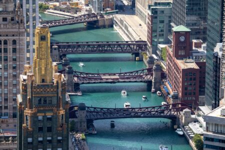 Closed-End Infrastructure Funds Quietly Narrow Discounts as Rate Fears Fade Aerial view of a large bridge infrastructure project representing long-term asset investments
