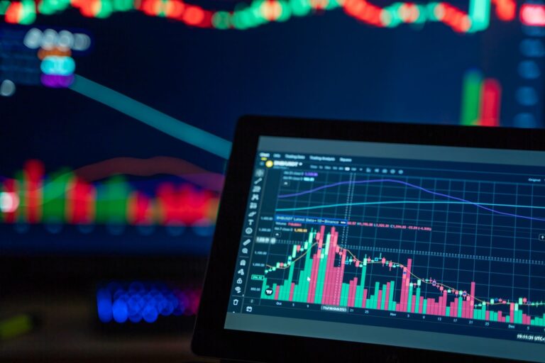 Financial trading screens displaying market data and derivative price movements
