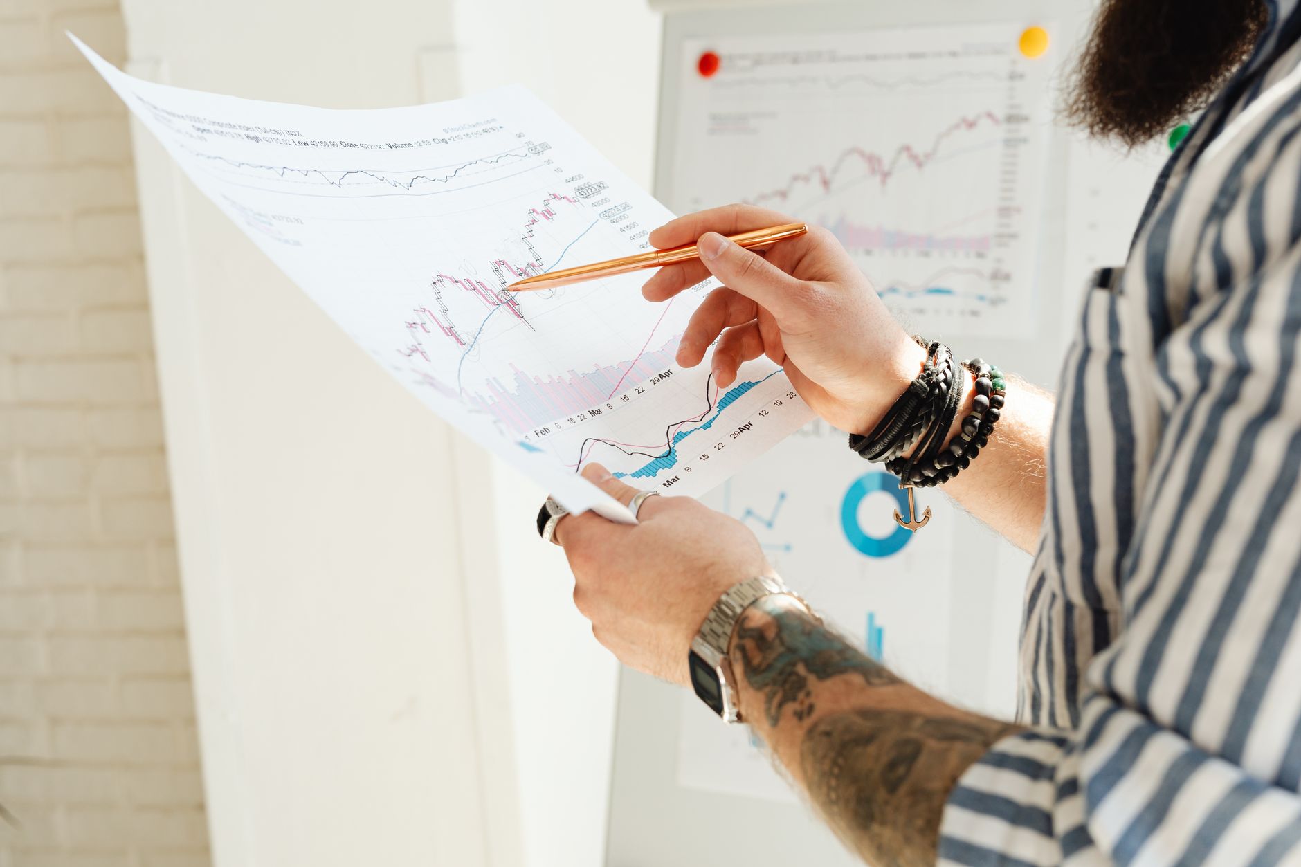 Financial professional reviewing risk documentation for structured investment products