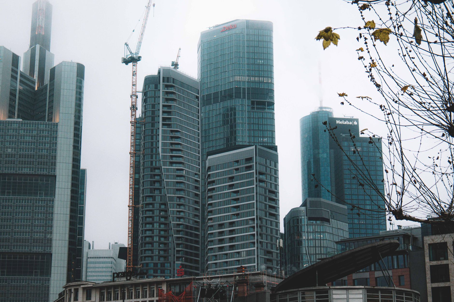 Modern European financial district buildings representing covered bond issuance markets
