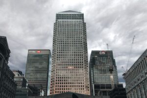 Closed-End Loan Participation Funds Quietly Narrow Discounts as Banks Tighten Exterior of a commercial bank building representing institutional lending and credit markets