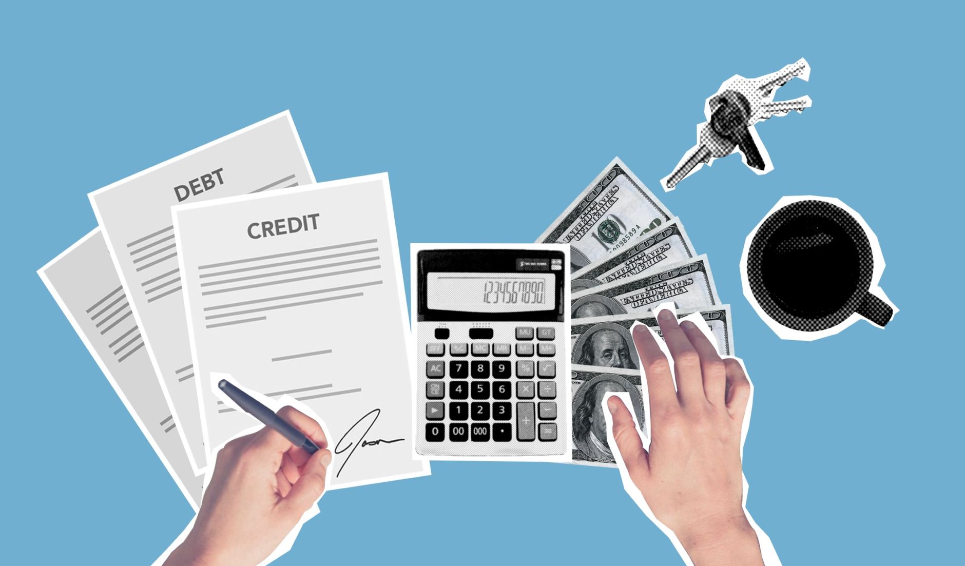Close-up of financial loan documents and a pen on a desk