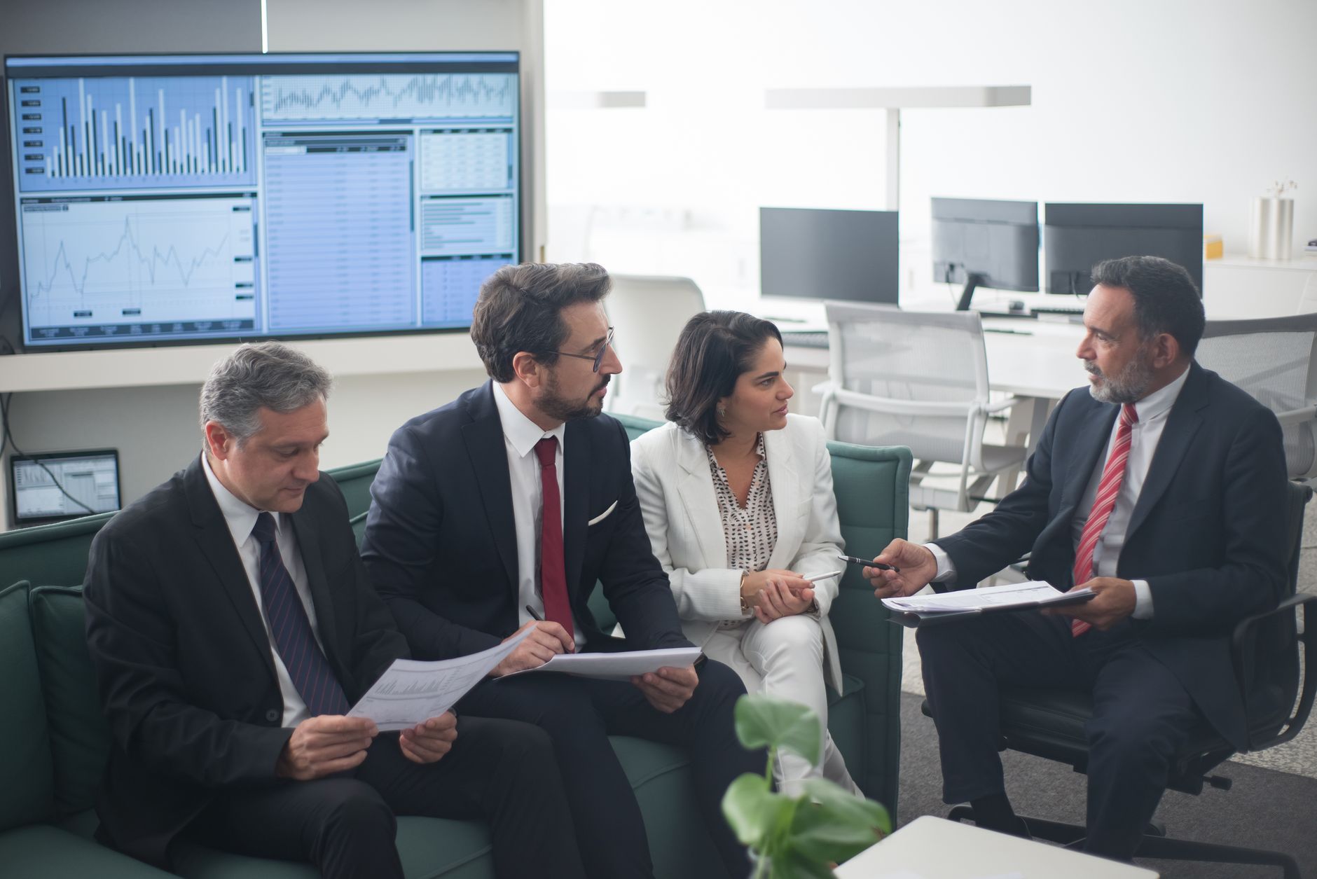 Financial advisor reviewing municipal fund options with a client