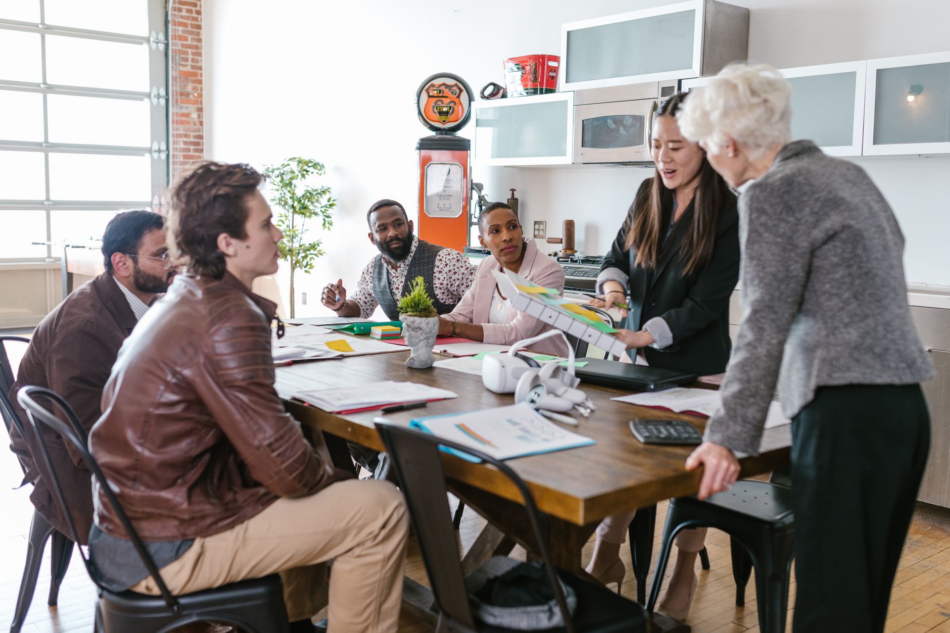 Institutional investors reviewing fixed-income strategies in an office setting