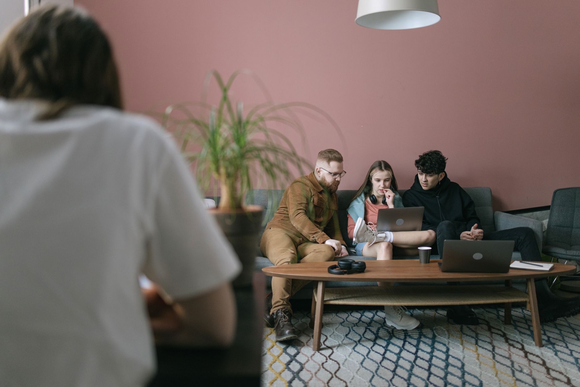 Investors reviewing portfolio strategy in a professional office setting
